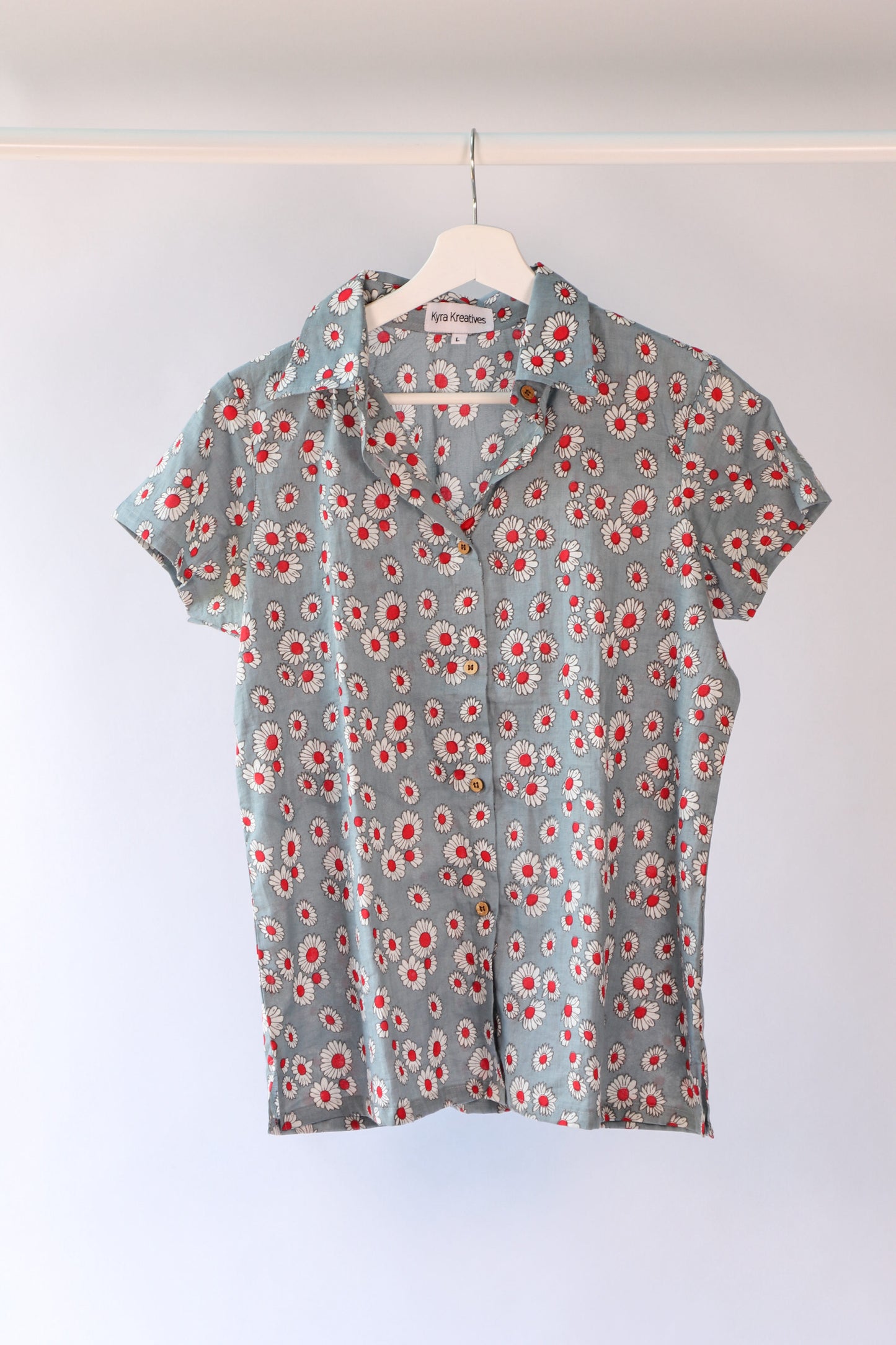 Short Sleeve Block Print Shirt - Daisy
