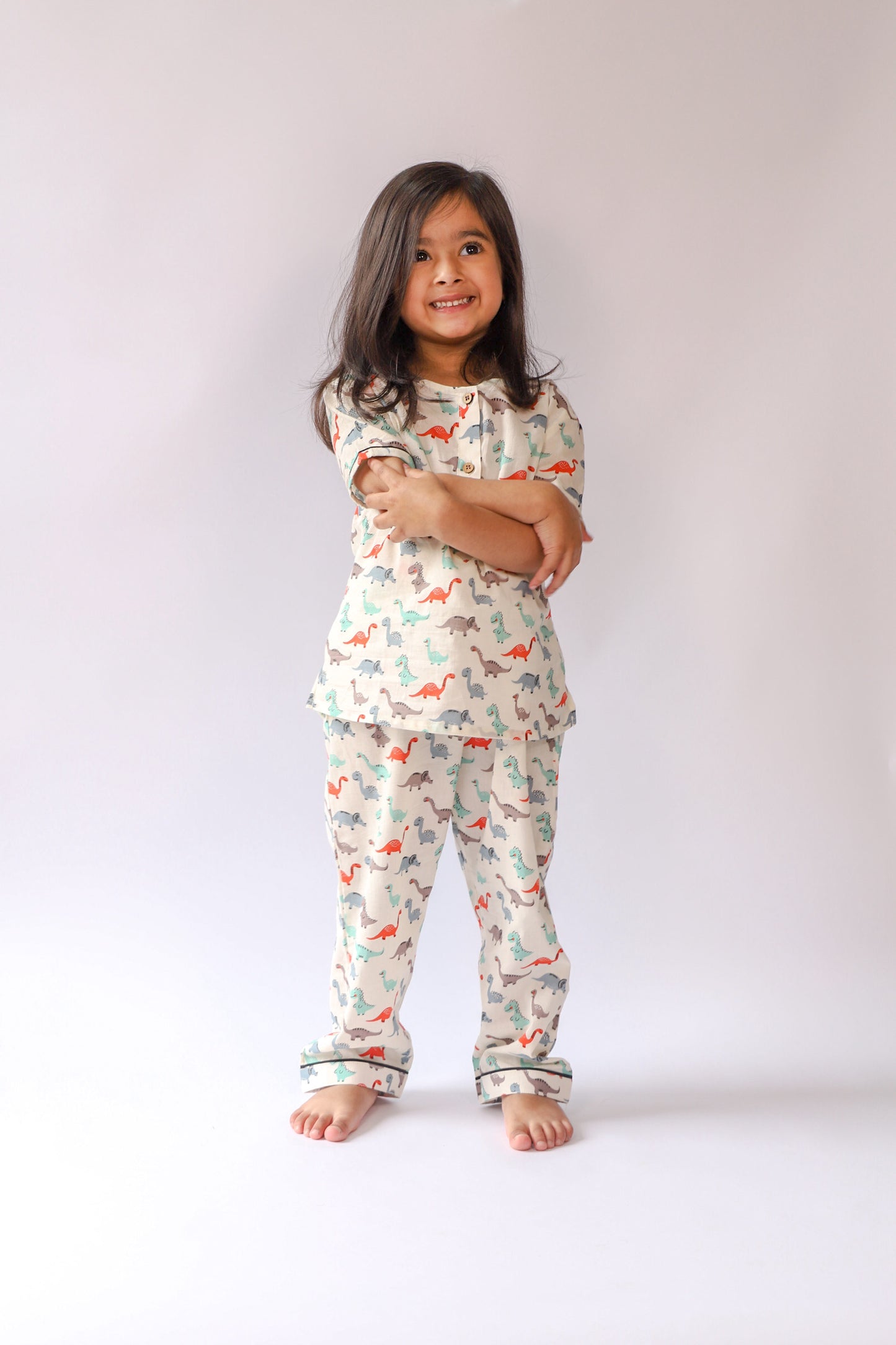 Unisex Kids Pajama Set  -  Colorful Dinosaur Print