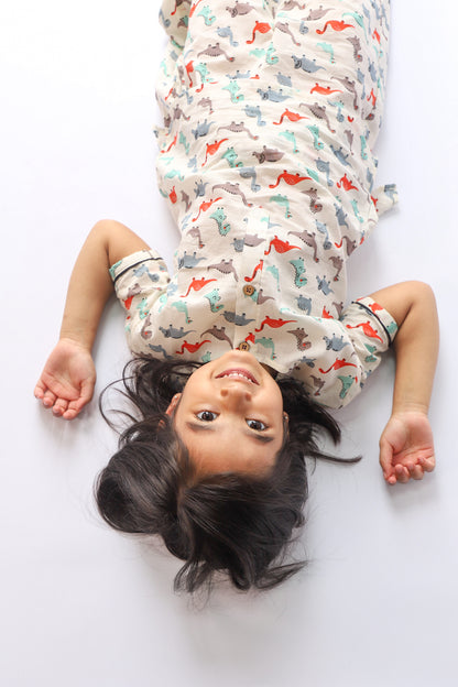 Unisex Kids Pajama Set  -  Colorful Dinosaur Print
