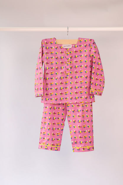 Girls Pajama Set  - Bird Print