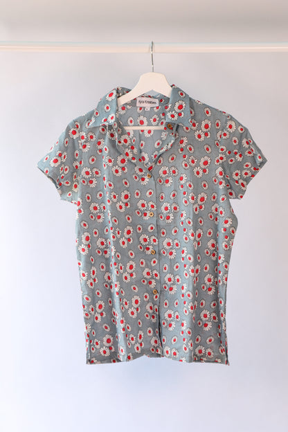 Short Sleeve Block Print  Shirt - Daisy